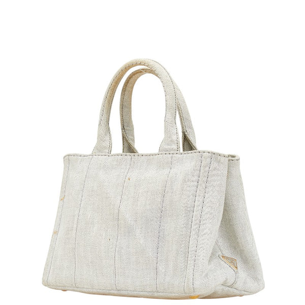 プラダ カナパ ハンドバッグ グレー キャンバス レディース PRADA 【中古】