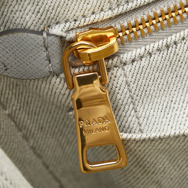 プラダ カナパ ハンドバッグ グレー キャンバス レディース PRADA 【中古】