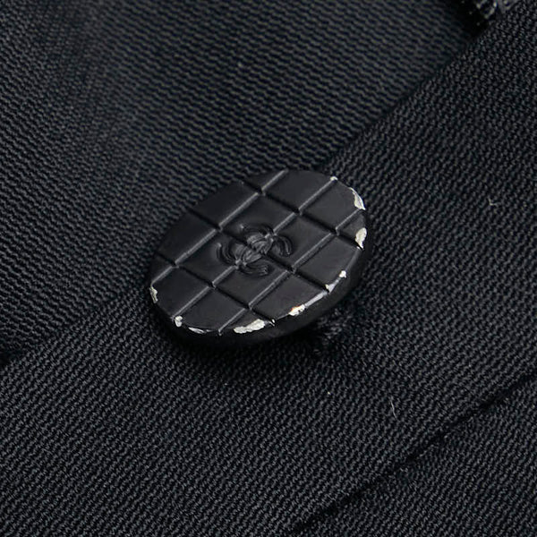 シャネル ココマークボタン ジャケット ダブル スラックス セットアップ ブラック ウール レディース CHANEL 【中古】