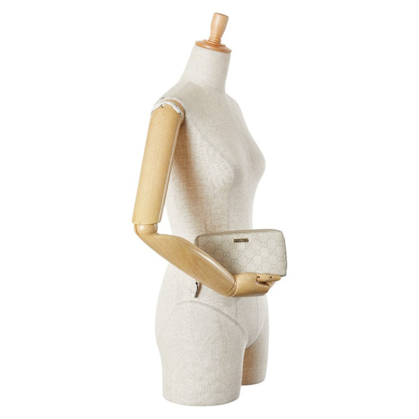 グッチ グッチシマ 長財布 ラウンドファスナー 307980 アイボリー レザー レディース GUCCI 【中古】