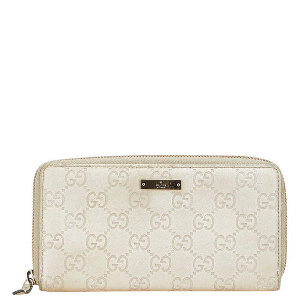 グッチ グッチシマ 長財布 ラウンドファスナー 307980 アイボリー レザー レディース GUCCI 【中古】