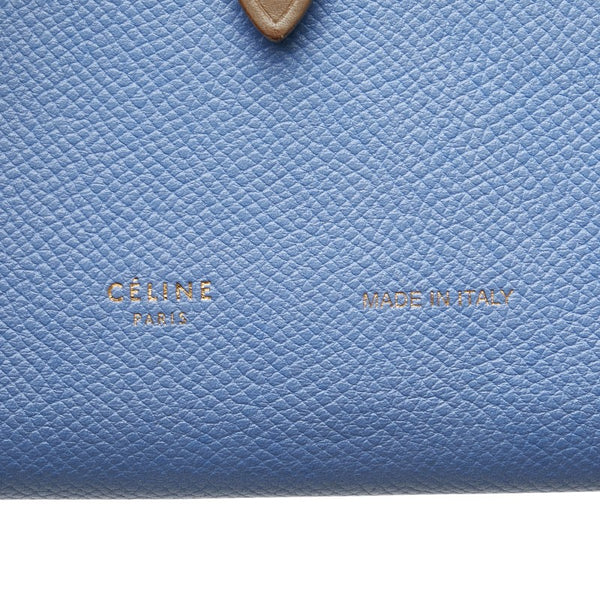 セリーヌ ラージ マルチファンクション 長財布 ブルー グレージュ レザー レディース CELINE 【中古】