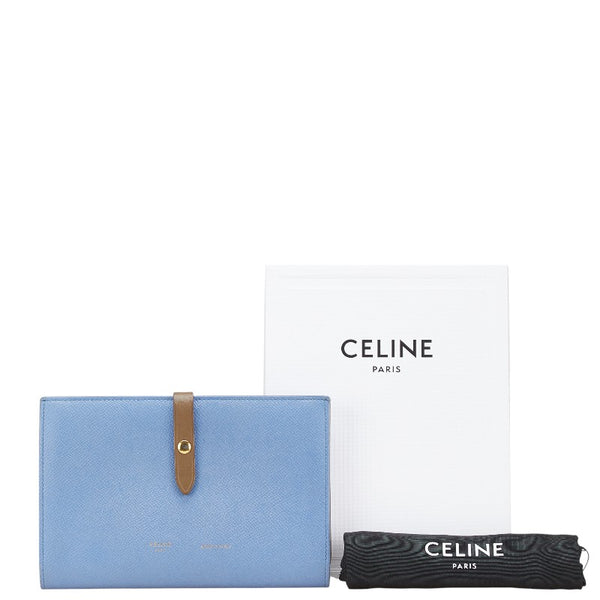 セリーヌ ラージ マルチファンクション 長財布 ブルー グレージュ レザー レディース CELINE 【中古】