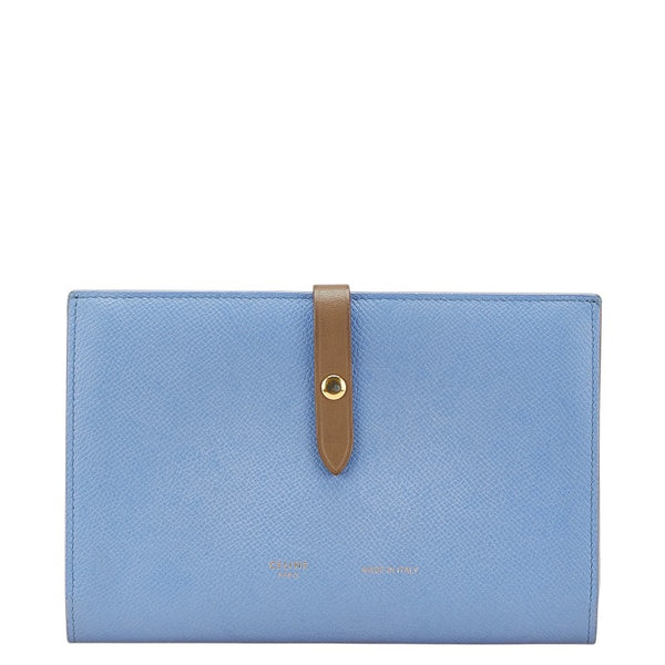 セリーヌ ラージ マルチファンクション 長財布 ブルー グレージュ レザー レディース CELINE 【中古】