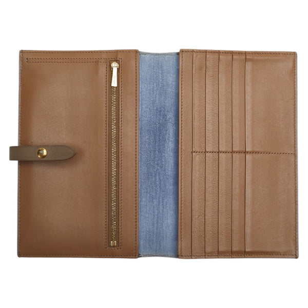 セリーヌ ラージ マルチファンクション 長財布 ブルー グレージュ レザー レディース CELINE 【中古】