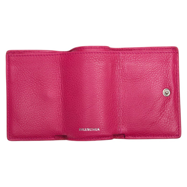 バレンシアガ 三つ折り財布 コンパクトウォレット 391446 ピンク レザー レディース BALENCIAGA 【中古】