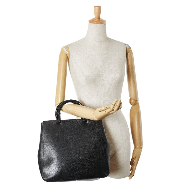 グッチ バンブー ハンドバッグ トートバッグ 002 1060 ブラック レザー レディース GUCCI 【中古】
