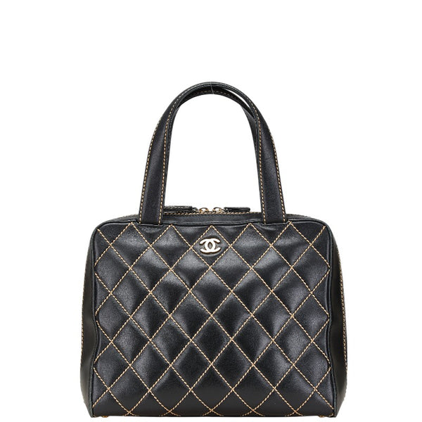 シャネル ワイルドステッチ ハンドバッグ ブラック レザー レディース CHANEL 【中古】