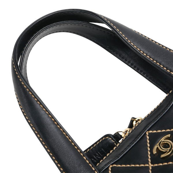 シャネル ワイルドステッチ ハンドバッグ ブラック レザー レディース CHANEL 【中古】