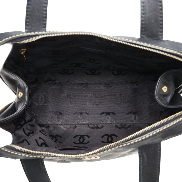 シャネル ワイルドステッチ ハンドバッグ ブラック レザー レディース CHANEL 【中古】