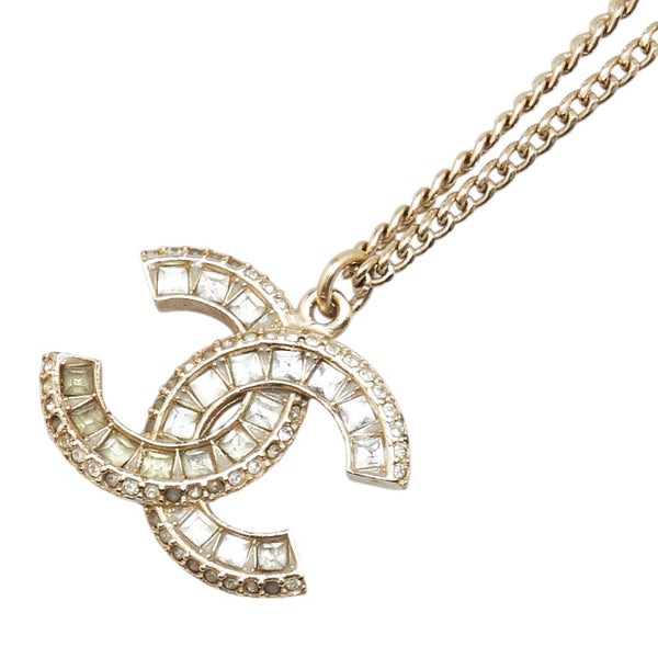 シャネル ココマーク ラインストーン ネックレス ゴールド メッキ レディース CHANEL 【中古】