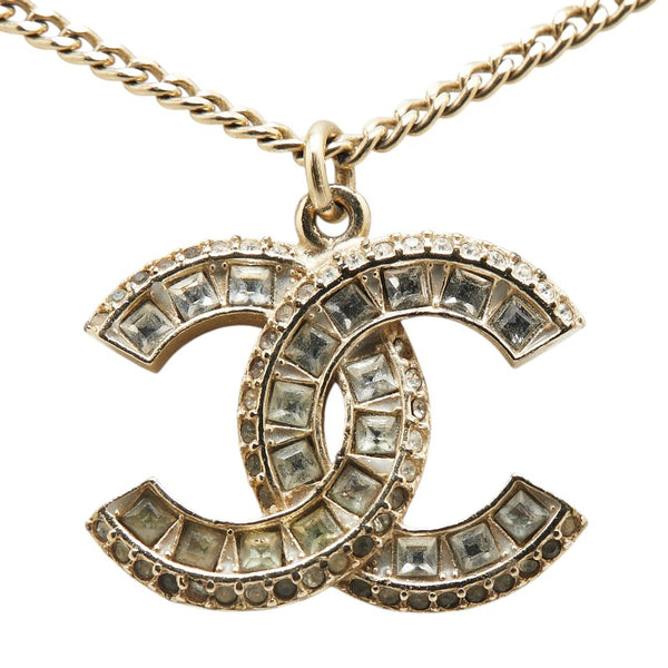 シャネル ココマーク ラインストーン ネックレス ゴールド メッキ レディース CHANEL 【中古】