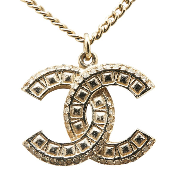 シャネル ココマーク ラインストーン ネックレス ゴールド メッキ レディース CHANEL 【中古】