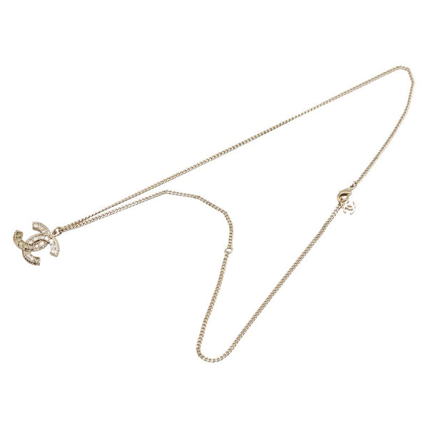 シャネル ココマーク ラインストーン ネックレス ゴールド メッキ レディース CHANEL 【中古】