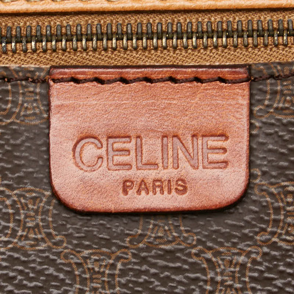 セリーヌ マカダム ハンドバッグ ボストンバッグ ブラウン PVC レザー レディース CELINE 【中古】