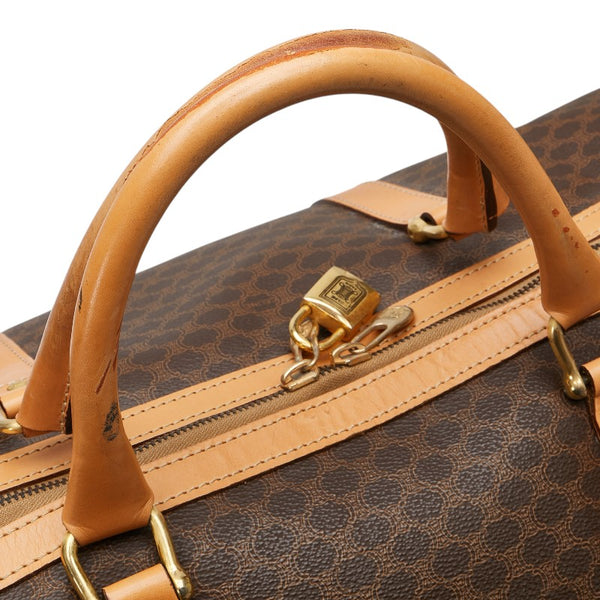 セリーヌ マカダム ハンドバッグ ボストンバッグ ブラウン PVC レザー レディース CELINE 【中古】