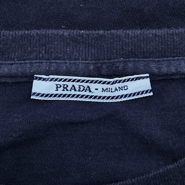 プラダ ロゴ ビーズ ビジュー Tシャツ サイズ：M ネイビー コットン メンズ PRADA 【中古】