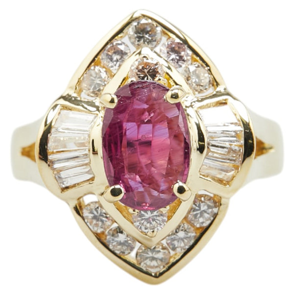 K18YG イエローゴールド ルビー1.71ct ダイヤ0.98ct リング 指輪 レディース 14号 【中古】