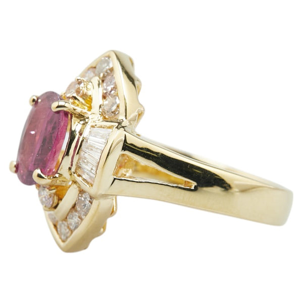 K18YG イエローゴールド ルビー1.71ct ダイヤ0.98ct リング 指輪 レディース 14号 【中古】