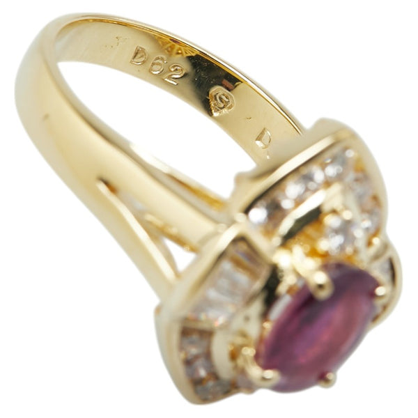 K18YG イエローゴールド ルビー1.71ct ダイヤ0.98ct リング 指輪 レディース 14号 【中古】
