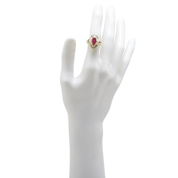 K18YG イエローゴールド ルビー1.71ct ダイヤ0.98ct リング 指輪 レディース 14号 【中古】