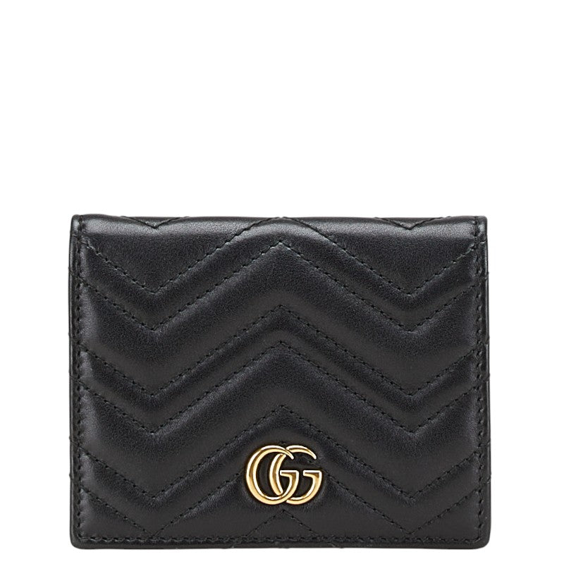 グッチ GGマーモント 二つ折り財布 443125 ブラック レザー レディース GUCCI 【中古】