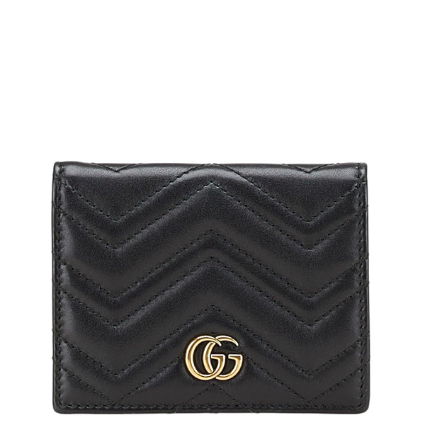 グッチ GGマーモント 二つ折り財布 443125 ブラック レザー レディース GUCCI 【中古】