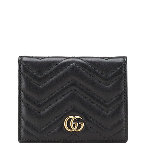 グッチ GGマーモント 二つ折り財布 443125 ブラック レザー レディース GUCCI 【中古】