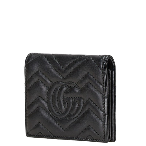 グッチ GGマーモント 二つ折り財布 443125 ブラック レザー レディース GUCCI 【中古】