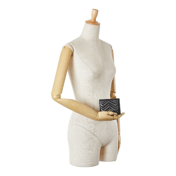 グッチ GGマーモント 二つ折り財布 443125 ブラック レザー レディース GUCCI 【中古】