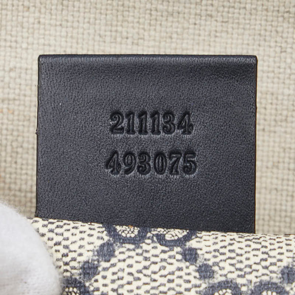 グッチ GGスプリーム トートバッグ 211134 ベージュ ネイビー PVC レザー レディース GUCCI 【中古】