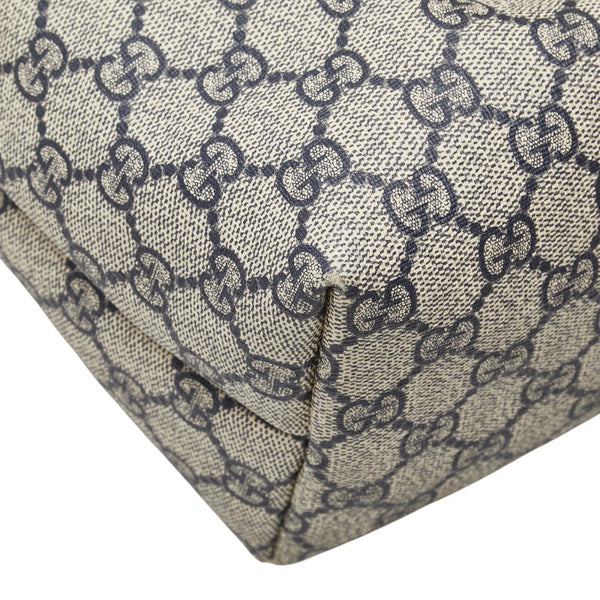 グッチ GGスプリーム トートバッグ 211134 ベージュ ネイビー PVC レザー レディース GUCCI 【中古】