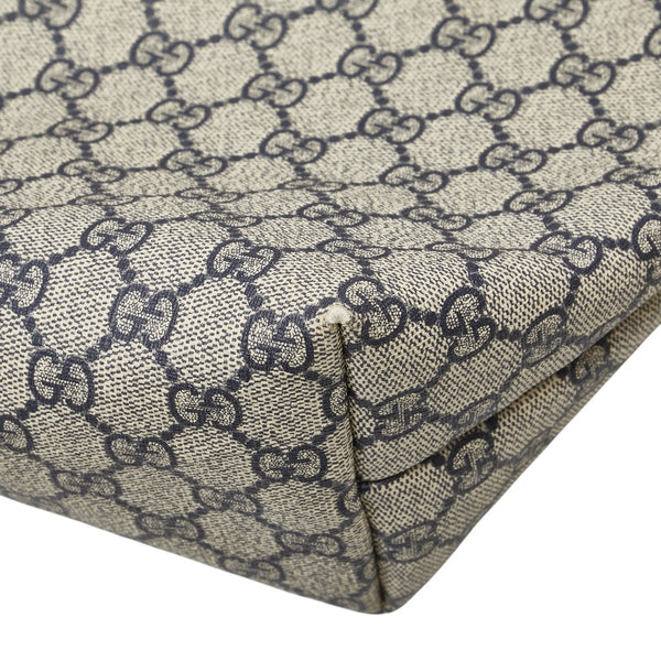 グッチ GGスプリーム トートバッグ 211134 ベージュ ネイビー PVC レザー レディース GUCCI 【中古】