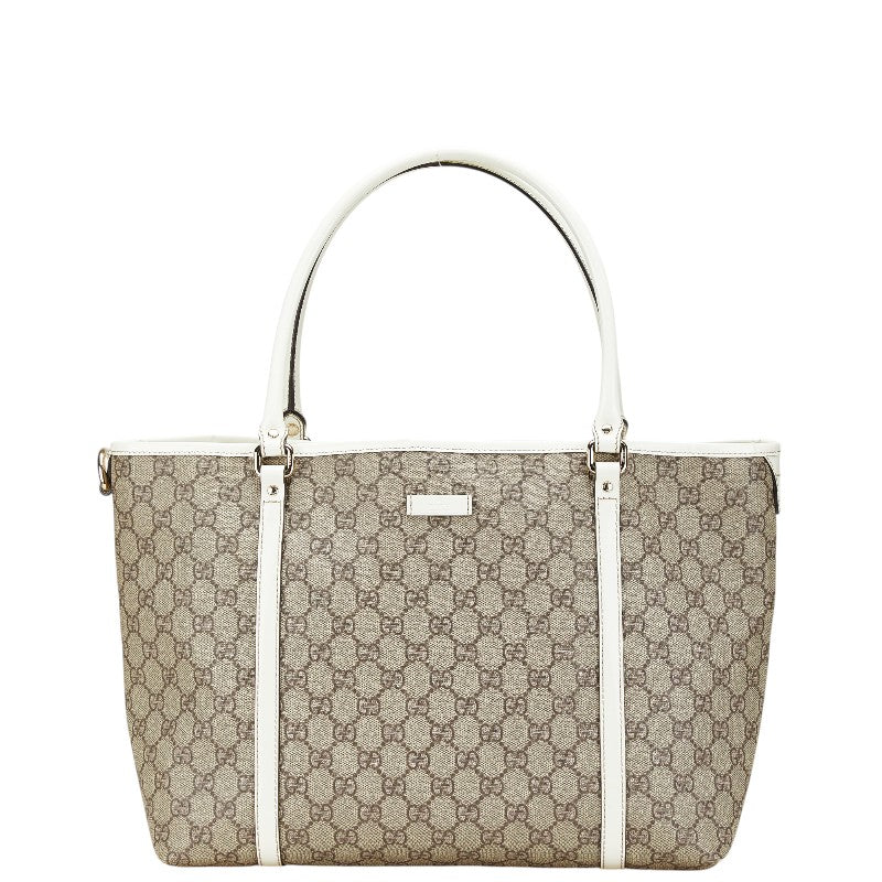 グッチ GGスプリーム トートバッグ 197953 ベージュ ホワイト PVC レザー レディース GUCCI 【中古】