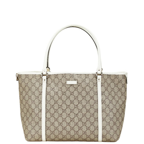 グッチ GGスプリーム トートバッグ 197953 ベージュ ホワイト PVC レザー レディース GUCCI 【中古】