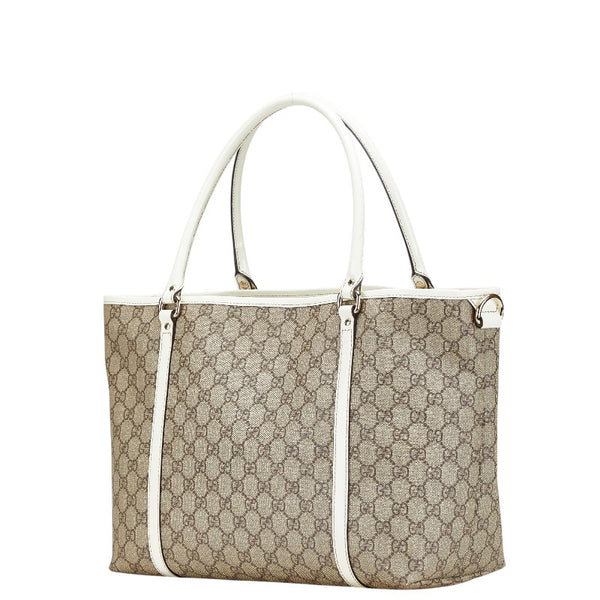 グッチ GGスプリーム トートバッグ 197953 ベージュ ホワイト PVC レザー レディース GUCCI 【中古】