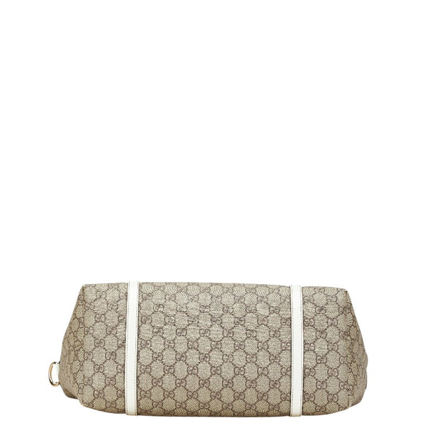 グッチ GGスプリーム トートバッグ 197953 ベージュ ホワイト PVC レザー レディース GUCCI 【中古】