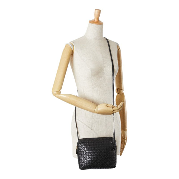 ボッテガヴェネタ イントレチャート ショルダーバッグ ブラック レザー レディース BOTTEGAVENETA 【中古】