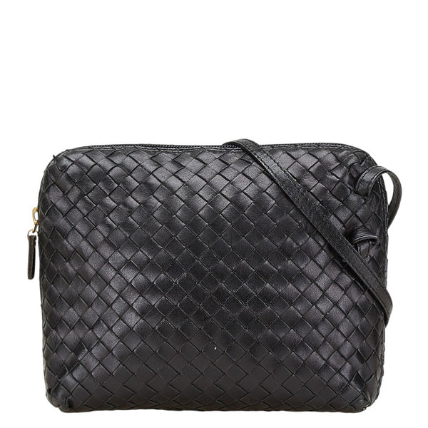 ボッテガヴェネタ イントレチャート ショルダーバッグ ブラック レザー レディース BOTTEGAVENETA 【中古】