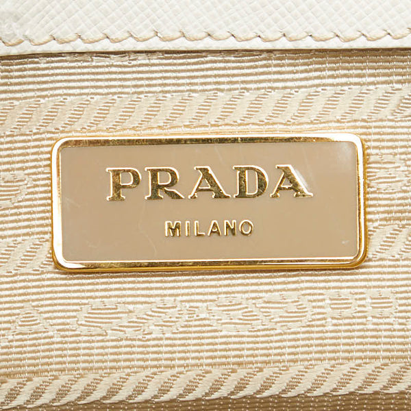 プラダ 三角ロゴプレート ハンドバッグ BN1874 ホワイト レザー レディース PRADA 【中古】