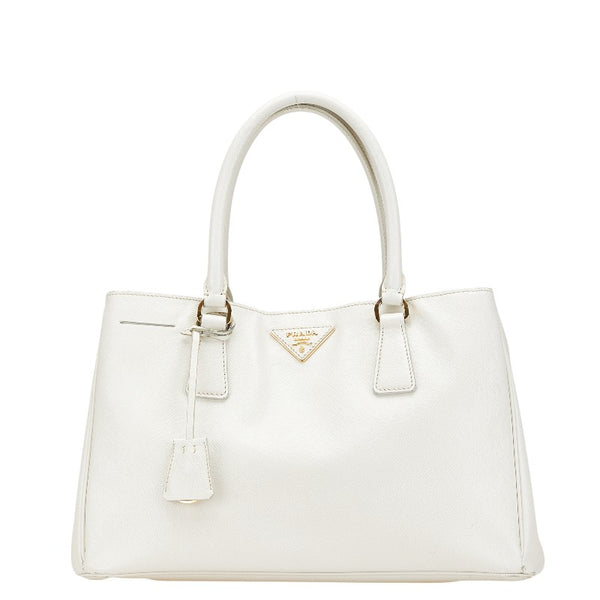 プラダ 三角ロゴプレート ハンドバッグ BN1874 ホワイト レザー レディース PRADA 【中古】