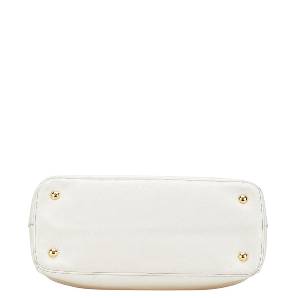 プラダ 三角ロゴプレート ハンドバッグ BN1874 ホワイト レザー レディース PRADA 【中古】