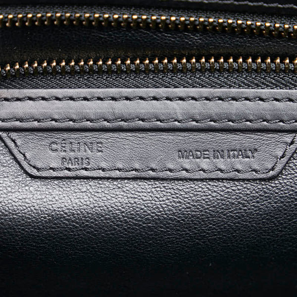 セリーヌ ラゲージ ミニショッパー ハンドバッグ ブラック グレージュ ホワイト レザー キャンバス スウェード レディース CELINE 【中古】