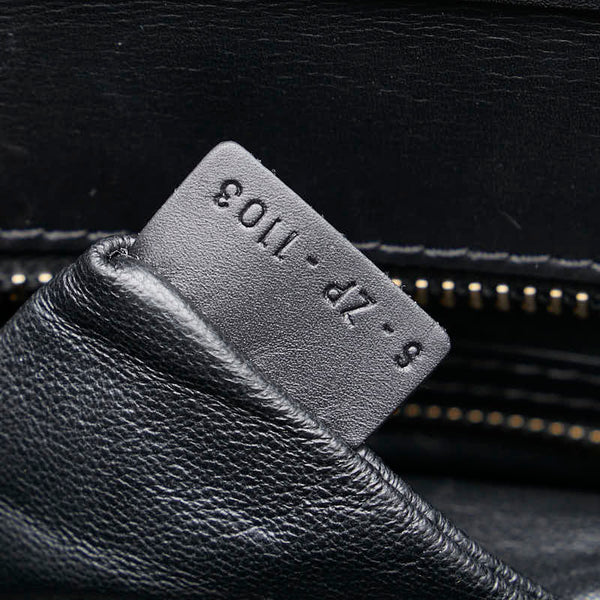 セリーヌ ラゲージ ミニショッパー ハンドバッグ ブラック グレージュ ホワイト レザー キャンバス スウェード レディース CELINE 【中古】