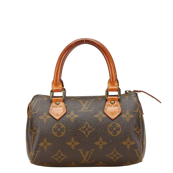 ルイ ヴィトン モノグラム ミニ スピーディ ハンドバッグ M41534 ブラウン PVC レザー レディース LOUIS VUITTON 【中古】