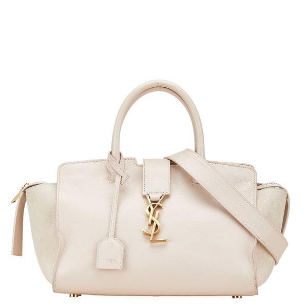 サンローラン ダウンタウン カバス YSLロゴ ハンドバッグ ショルダーバッグ 2WAY 436834 ピンク ベージュ レザー スエード レディース SAINT LAURENT 【中古】