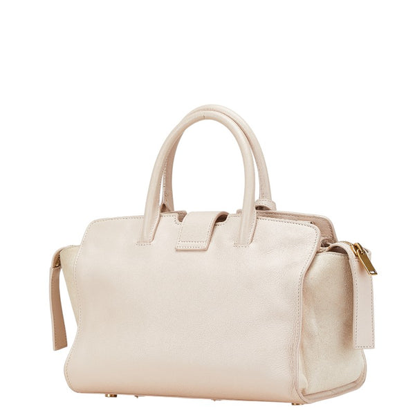 サンローラン ダウンタウン カバス YSLロゴ ハンドバッグ ショルダーバッグ 2WAY 436834 ピンク ベージュ レザー スエード レディース SAINT LAURENT 【中古】