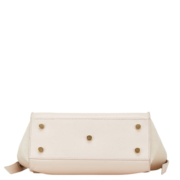 サンローラン ダウンタウン カバス YSLロゴ ハンドバッグ ショルダーバッグ 2WAY 436834 ピンク ベージュ レザー スエード レディース SAINT LAURENT 【中古】