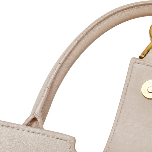 サンローラン ダウンタウン カバス YSLロゴ ハンドバッグ ショルダーバッグ 2WAY 436834 ピンク ベージュ レザー スエード レディース SAINT LAURENT 【中古】