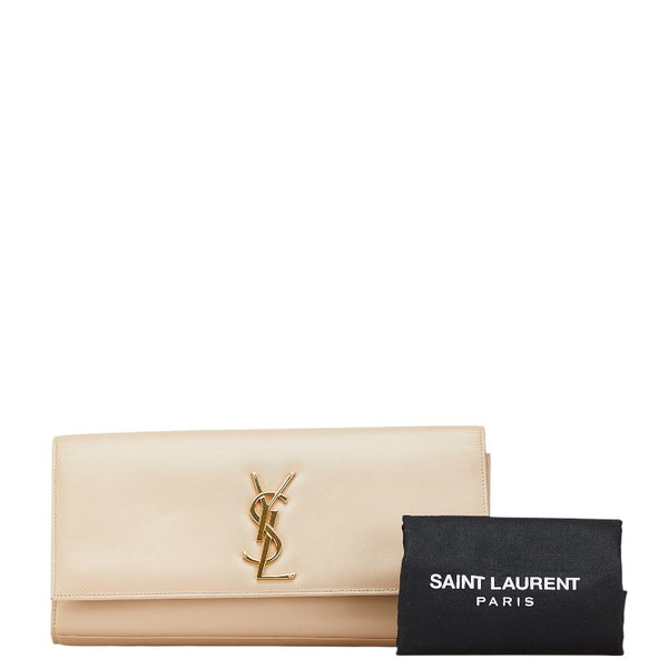 サンローラン YSLロゴ クラッチバッグ 326079 ベージュ レザー レディース SAINT LAURENT 【中古】